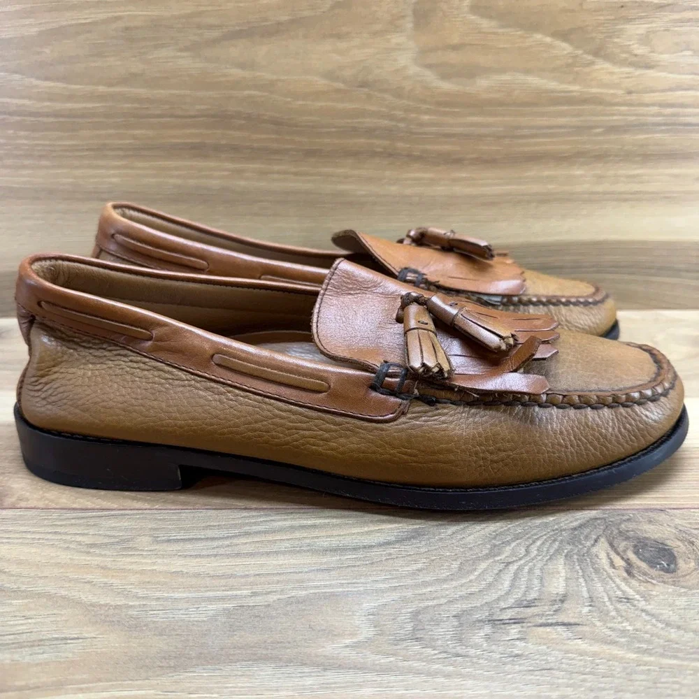Weejuns‎ GH Bass Stratton Loafers Mens 10 M Cognac Tan Kiltie Tassel